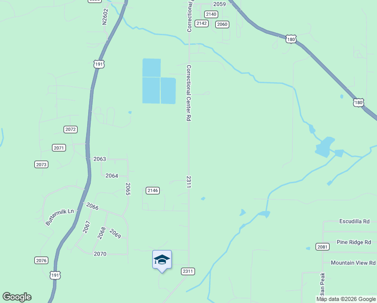 map of restaurants, bars, coffee shops, grocery stores, and more near Correctional Center Road in Alpine
