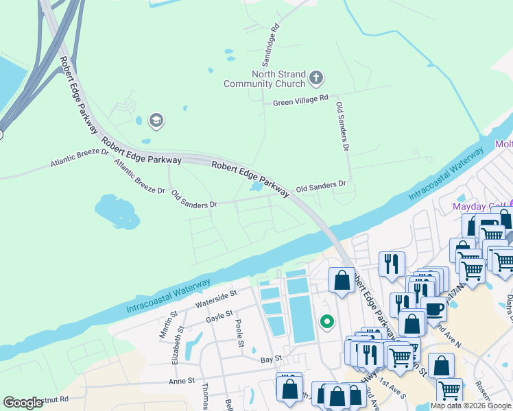 map of restaurants, bars, coffee shops, grocery stores, and more near 734 Ebb Tide Road in Little River