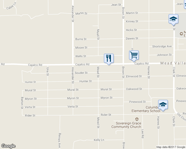 map of restaurants, bars, coffee shops, grocery stores, and more near 20705 Souder Street in Perris
