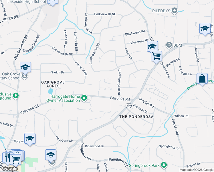 map of restaurants, bars, coffee shops, grocery stores, and more near 29 Downshire Lane in Decatur