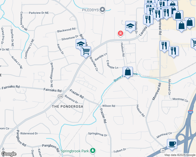 map of restaurants, bars, coffee shops, grocery stores, and more near 2984 Lavista Court in Decatur