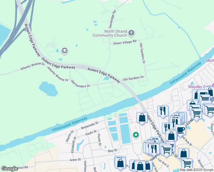 map of restaurants, bars, coffee shops, grocery stores, and more near 734 Ebb Tide Road in Little River