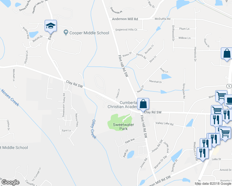 map of restaurants, bars, coffee shops, grocery stores, and more near 4914 Jocks Lane in Austell