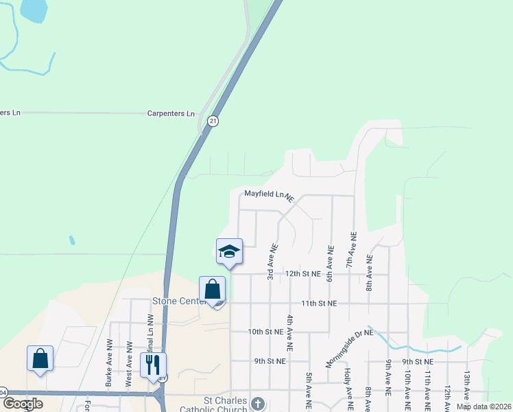 map of restaurants, bars, coffee shops, grocery stores, and more near 204 Wind Ridge Northeast in Jacksonville