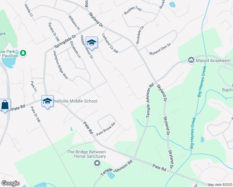 map of restaurants, bars, coffee shops, grocery stores, and more near 3266 Hidden Forest Drive in Snellville