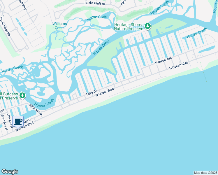 map of restaurants, bars, coffee shops, grocery stores, and more near 4706 Lake Drive in North Myrtle Beach