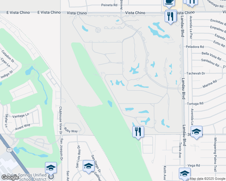 map of restaurants, bars, coffee shops, grocery stores, and more near 29296 West Laguna Drive in Cathedral City