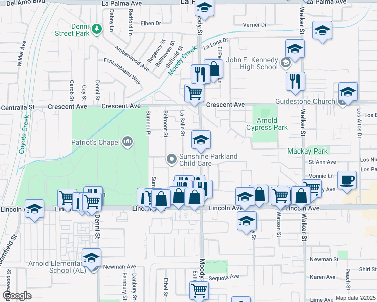 map of restaurants, bars, coffee shops, grocery stores, and more near 4911 Merten Avenue in Cypress