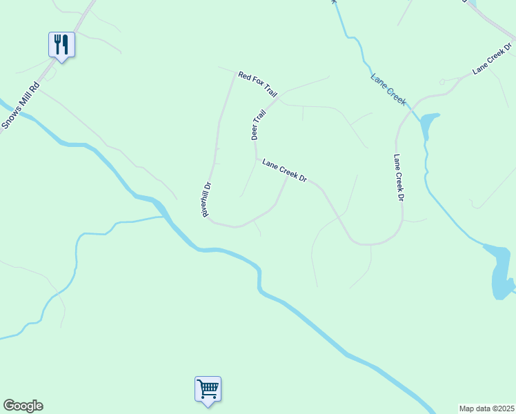 map of restaurants, bars, coffee shops, grocery stores, and more near 1070 Riverhill Drive in Bishop