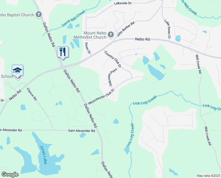 map of restaurants, bars, coffee shops, grocery stores, and more near 247 Westchester Club Drive in Hiram