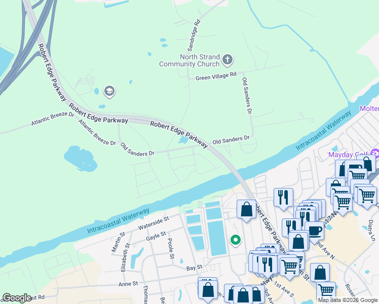 map of restaurants, bars, coffee shops, grocery stores, and more near 734 Ebb Tide Road in Little River