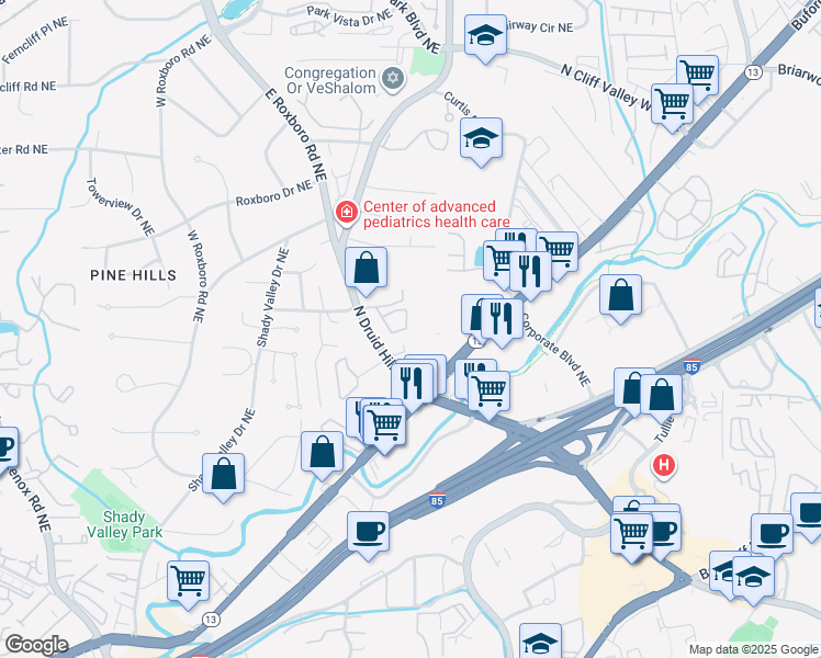 map of restaurants, bars, coffee shops, grocery stores, and more near 5308 Brixworth Place in Atlanta