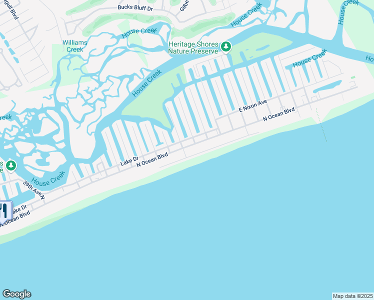 map of restaurants, bars, coffee shops, grocery stores, and more near 5000 North Ocean Boulevard in North Myrtle Beach