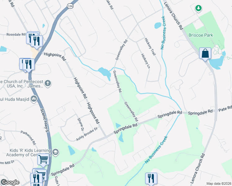 map of restaurants, bars, coffee shops, grocery stores, and more near 2758 Green Estates Drive in Snellville