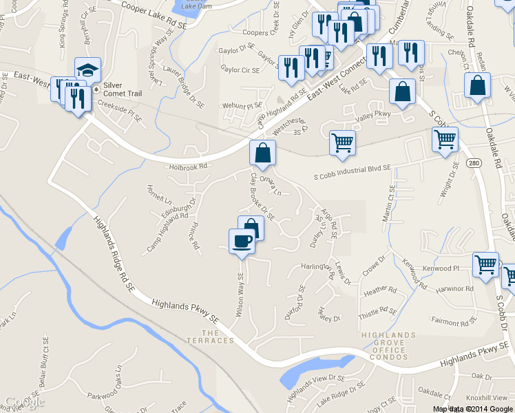 map of restaurants, bars, coffee shops, grocery stores, and more near 1558 Delford Way Southeast in Smyrna