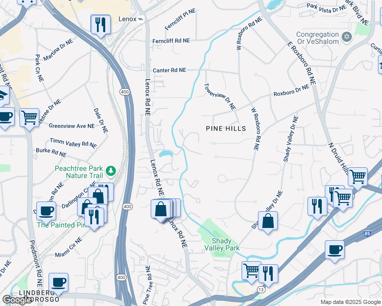 map of restaurants, bars, coffee shops, grocery stores, and more near 26306 Plantation Drive Northeast in Atlanta