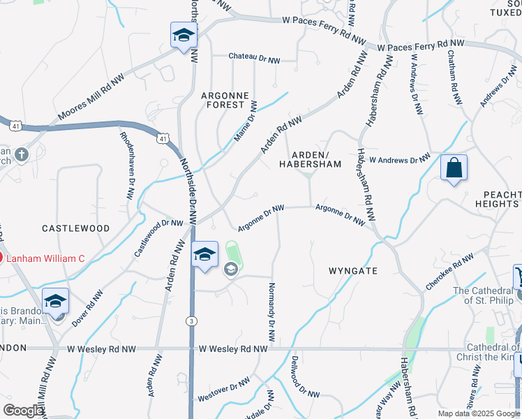 map of restaurants, bars, coffee shops, grocery stores, and more near 479 Argonne Drive Northwest in Atlanta