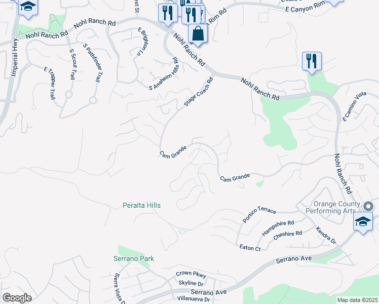map of restaurants, bars, coffee shops, grocery stores, and more near 6117 Garnet Circle in Anaheim
