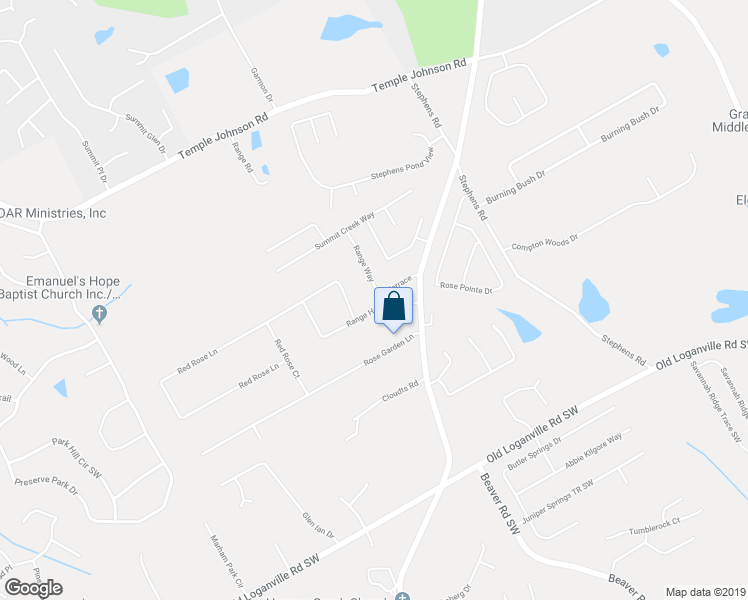 map of restaurants, bars, coffee shops, grocery stores, and more near 3695 Range Way in Loganville