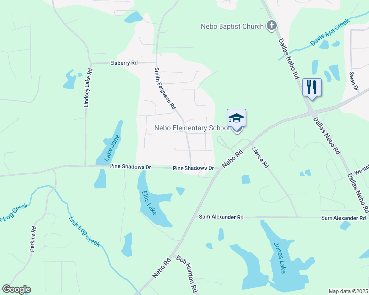 map of restaurants, bars, coffee shops, grocery stores, and more near 1270 Smith Ferguson Road in Dallas