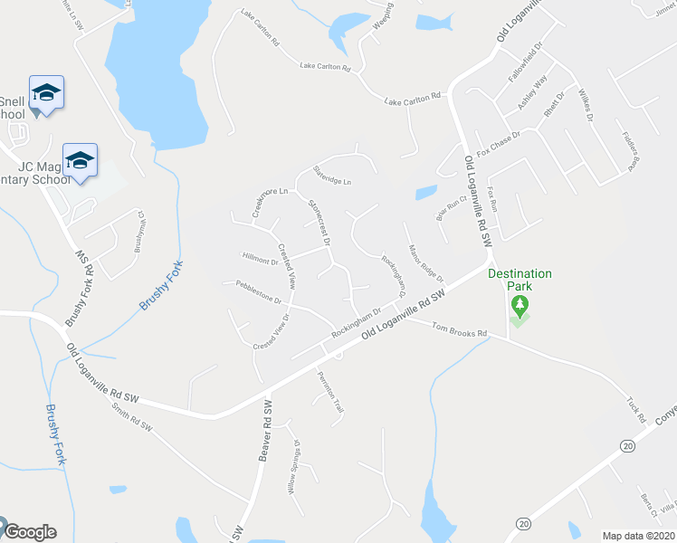 map of restaurants, bars, coffee shops, grocery stores, and more near 608 Stonecrest Drive in Loganville