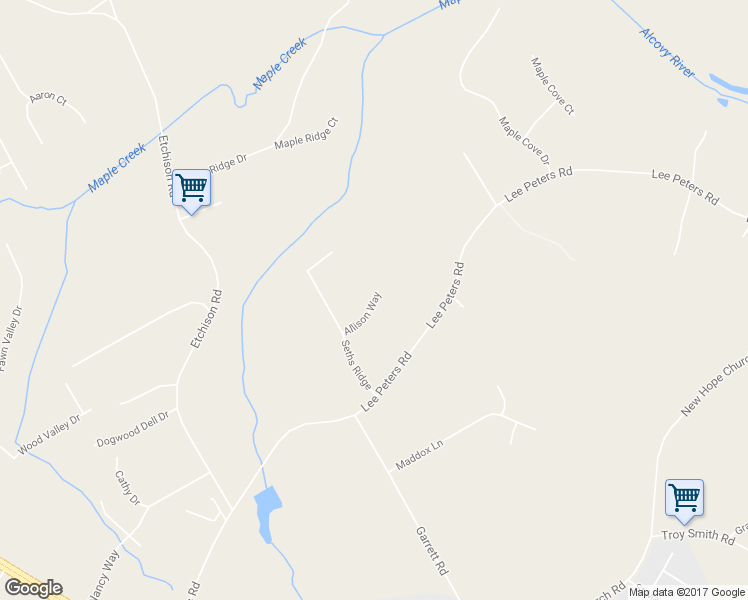 map of restaurants, bars, coffee shops, grocery stores, and more near 2317 Allison Way in Loganville