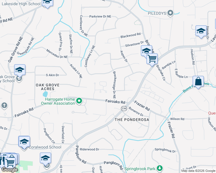 map of restaurants, bars, coffee shops, grocery stores, and more near 29 Downshire Lane in Decatur