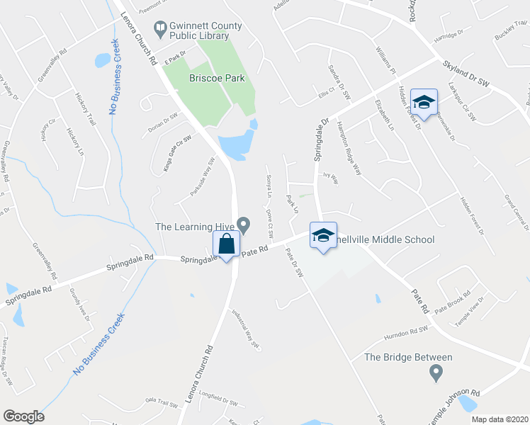 map of restaurants, bars, coffee shops, grocery stores, and more near 3152 Dove Court in Snellville
