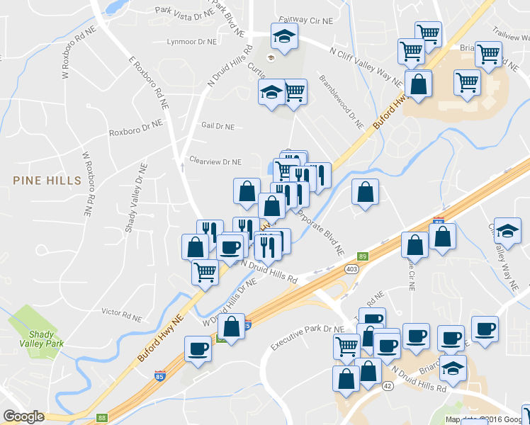map of restaurants, bars, coffee shops, grocery stores, and more near 1118 Lincoln Court Avenue Northeast in Atlanta
