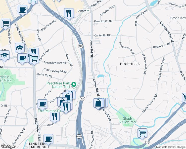 map of restaurants, bars, coffee shops, grocery stores, and more near 8 Alston Place Northeast in Atlanta