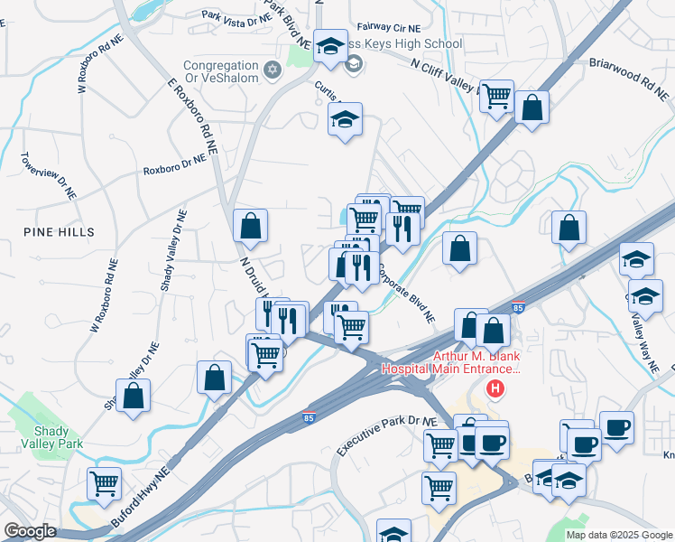 map of restaurants, bars, coffee shops, grocery stores, and more near 1118 Lincoln Court Avenue Northeast in Atlanta