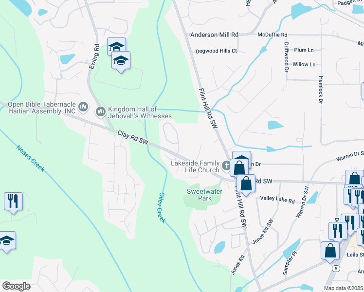map of restaurants, bars, coffee shops, grocery stores, and more near 4869 Madison Point Circle in Austell