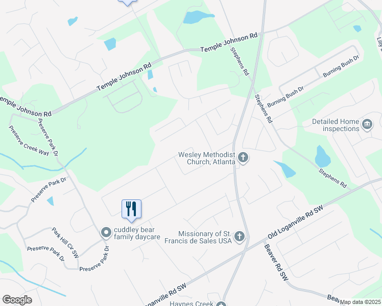 map of restaurants, bars, coffee shops, grocery stores, and more near 2305 Red Rose Lane in Loganville