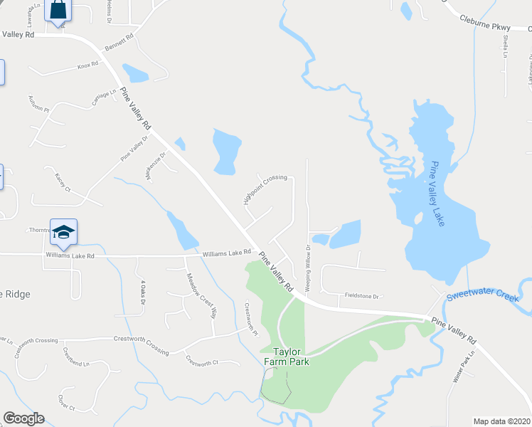 map of restaurants, bars, coffee shops, grocery stores, and more near 98 Northcrest Way in Powder Springs