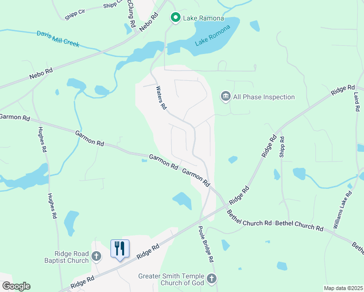 map of restaurants, bars, coffee shops, grocery stores, and more near 165 Polo Crossing in Hiram