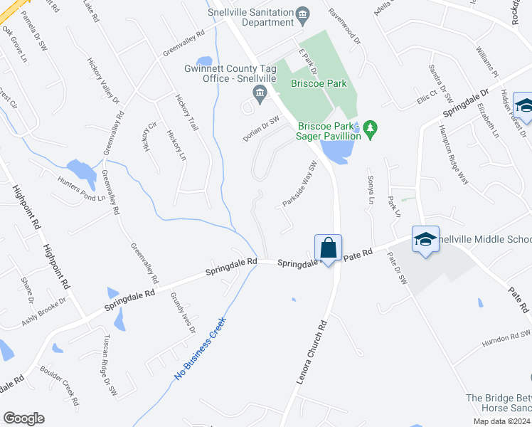 map of restaurants, bars, coffee shops, grocery stores, and more near 2681 Parkside Way Southwest in Snellville