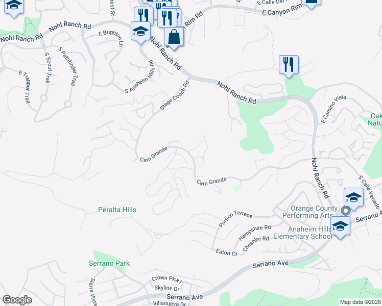 map of restaurants, bars, coffee shops, grocery stores, and more near 6220 Garnet Circle in Anaheim
