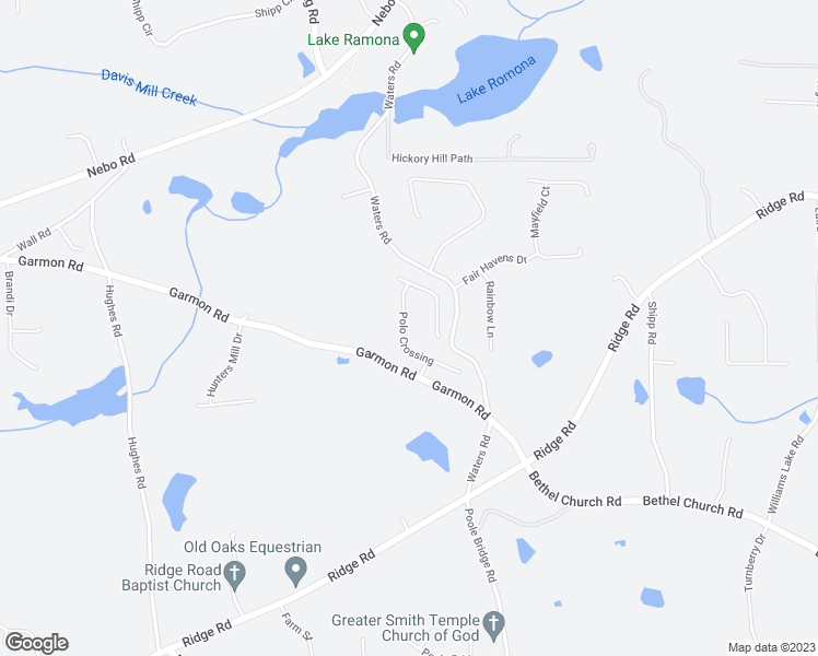 map of restaurants, bars, coffee shops, grocery stores, and more near 107 Polo Crossing in Hiram