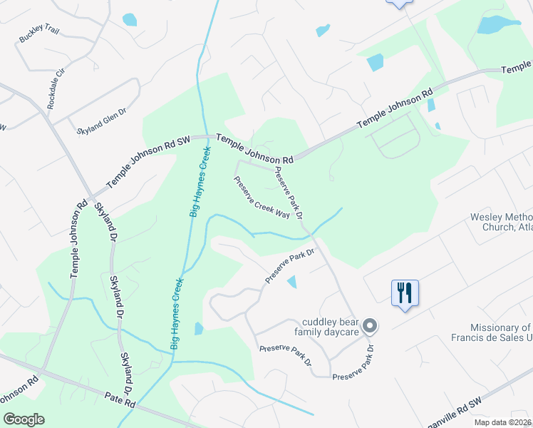 map of restaurants, bars, coffee shops, grocery stores, and more near 1967 Preserve Creek Way in Loganville