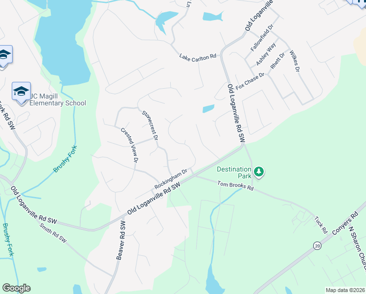 map of restaurants, bars, coffee shops, grocery stores, and more near 278 Rockingham Drive in Loganville