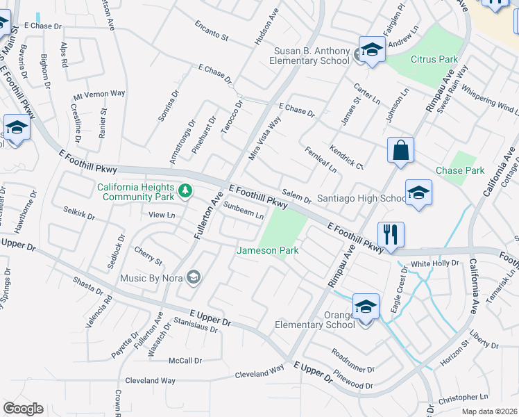 map of restaurants, bars, coffee shops, grocery stores, and more near 1067 Viewpointe Lane in Corona