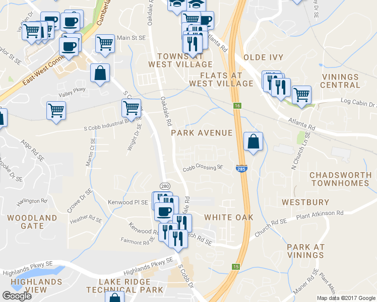 map of restaurants, bars, coffee shops, grocery stores, and more near 2150 Wylmoor Way in Smyrna