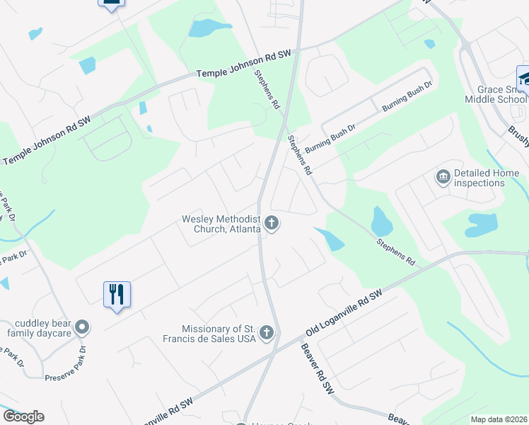 map of restaurants, bars, coffee shops, grocery stores, and more near 1480 Rose Pointe Drive in Loganville