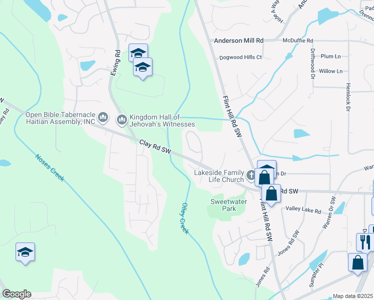 map of restaurants, bars, coffee shops, grocery stores, and more near 4777 Madison Point Circle in Austell