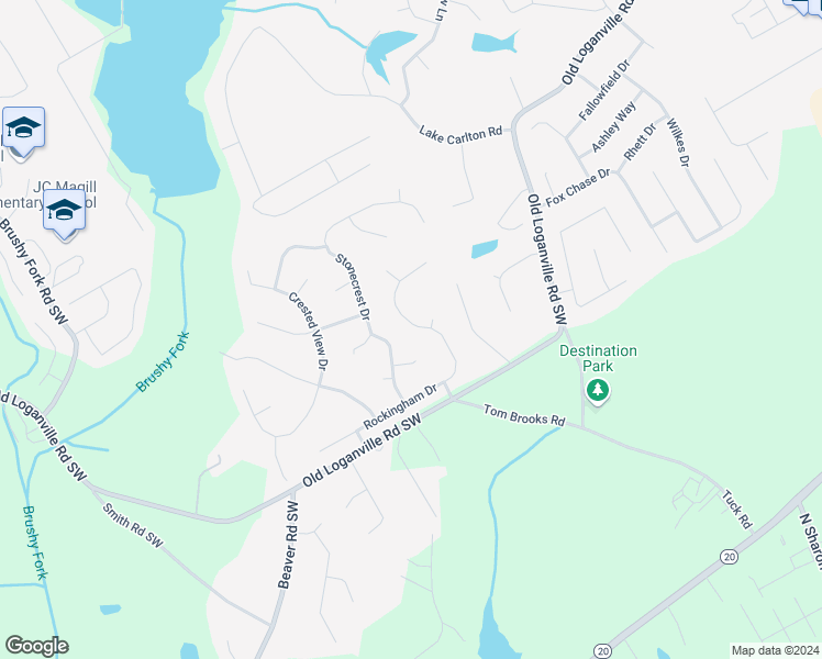 map of restaurants, bars, coffee shops, grocery stores, and more near 282 Rockingham Drive in Loganville