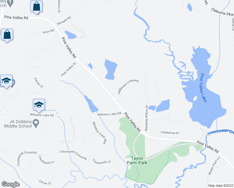 map of restaurants, bars, coffee shops, grocery stores, and more near 61 Highpoint Crossing in Powder Springs