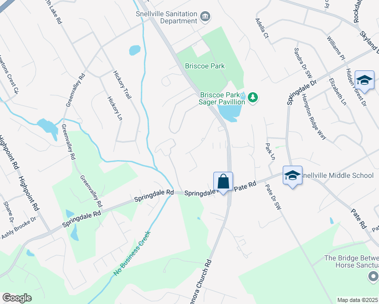 map of restaurants, bars, coffee shops, grocery stores, and more near 2673 Parkside Way Southwest in Snellville