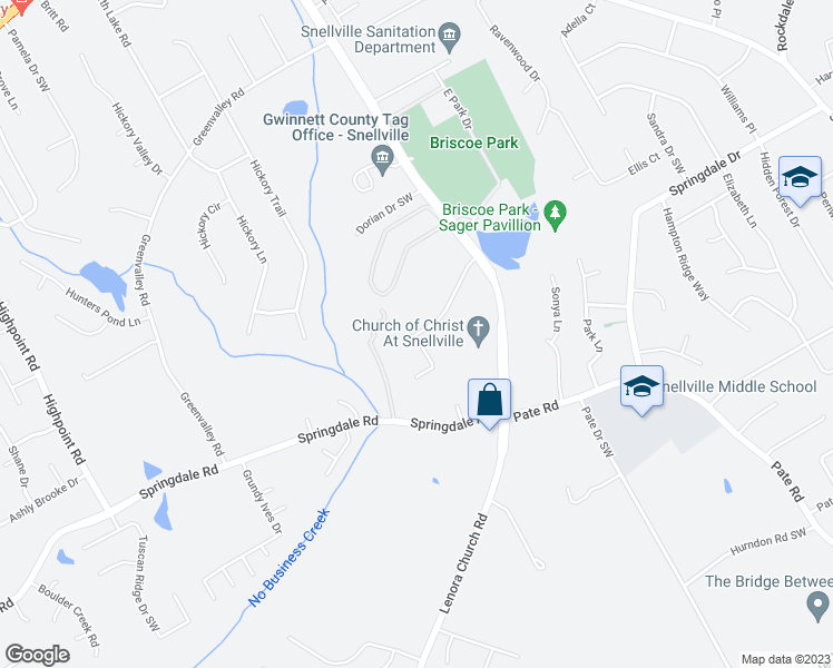 map of restaurants, bars, coffee shops, grocery stores, and more near 2655 Parkside Way Southwest in Snellville