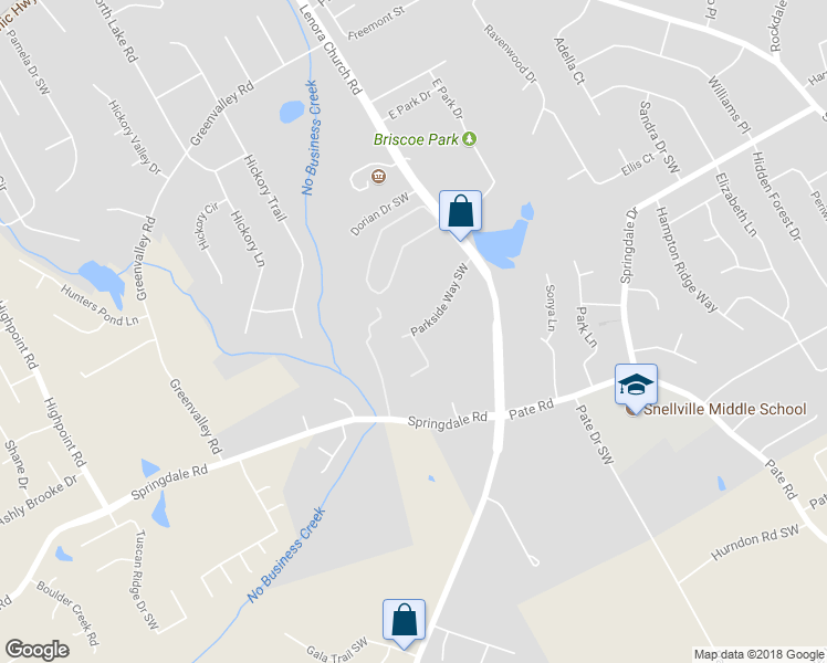 map of restaurants, bars, coffee shops, grocery stores, and more near 2665 Parkside Way Southwest in Snellville