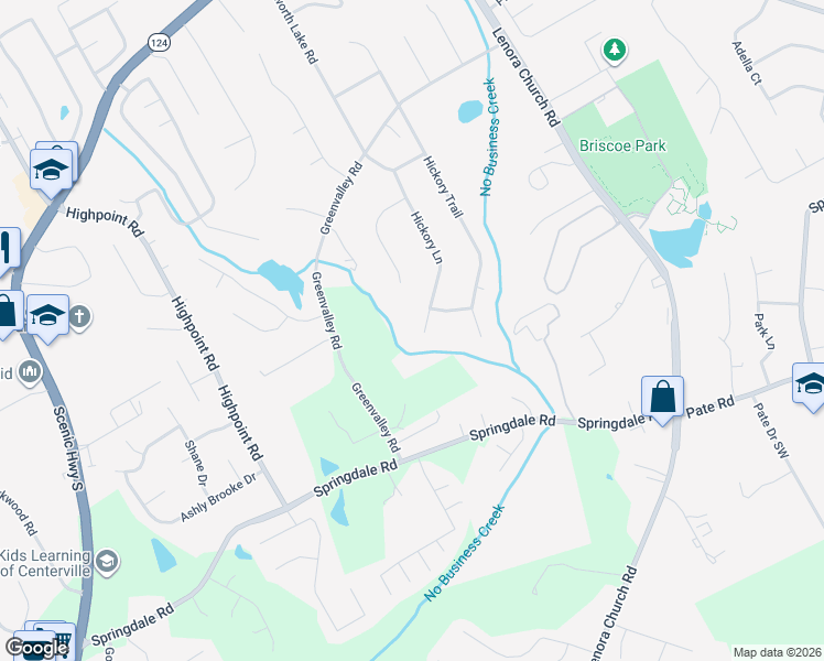 map of restaurants, bars, coffee shops, grocery stores, and more near 2907 Hickory Lane in Snellville